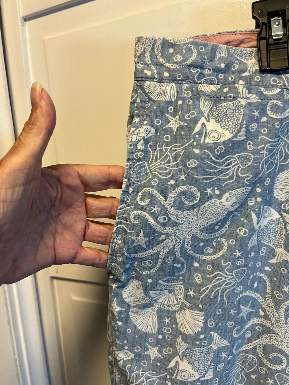 J. Crew Men’s Sea Creature Print Cotton Shorts Size 38 Color Blue/White